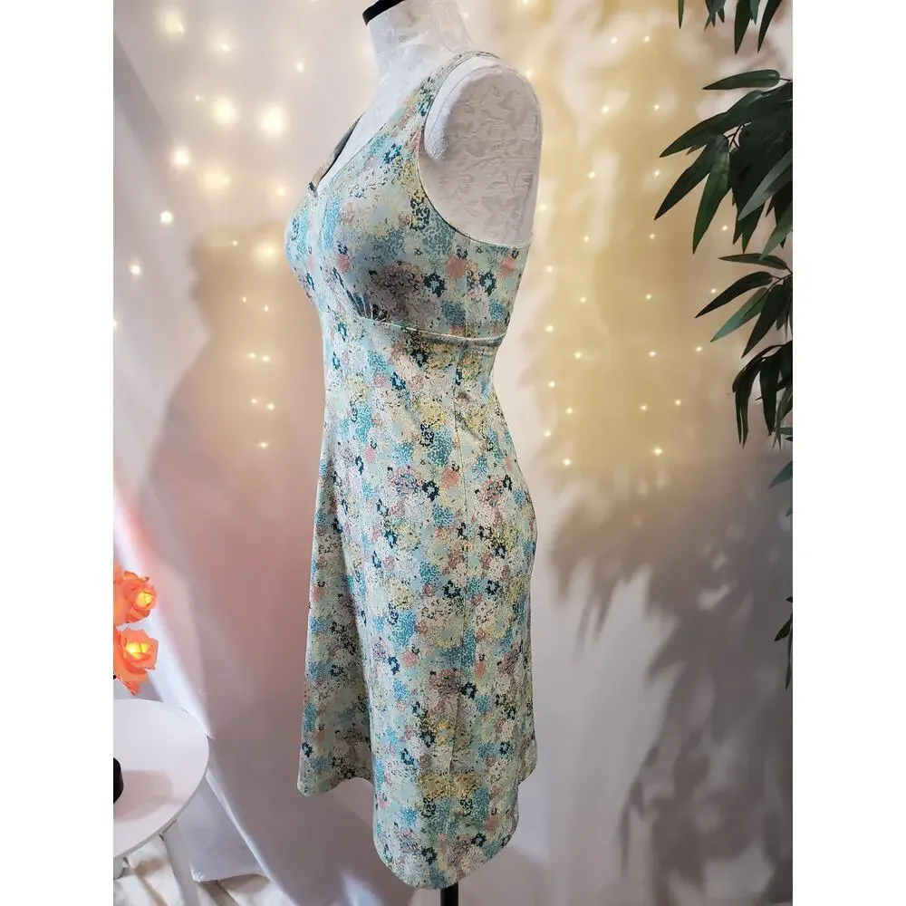 Patagonia Magnolia Spring Atoll Blue Floral Performance Dress Women's Size XS